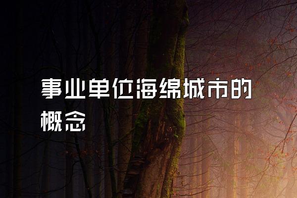 事业单位海绵城市的概念