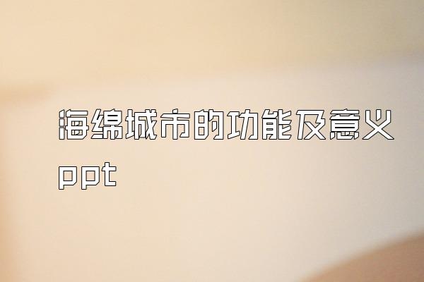 海绵城市的功能及意义ppt