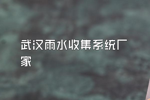 武汉雨水收集系统厂家