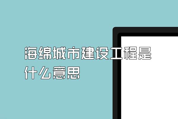 海绵城市建设工程是什么意思