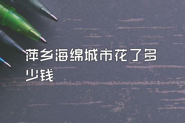 萍乡海绵城市花了多少钱