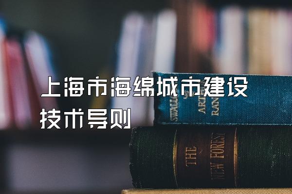 上海市海绵城市建设技术导则