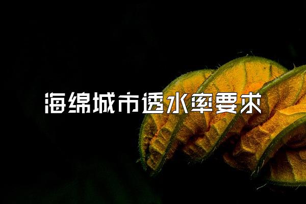海绵城市透水率要求
