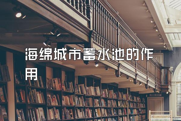 海绵城市蓄水池的作用
