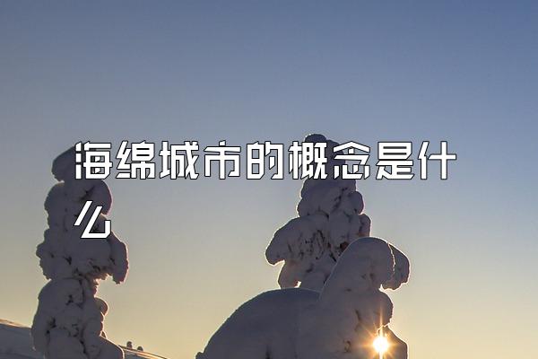 海绵城市的概念是什么