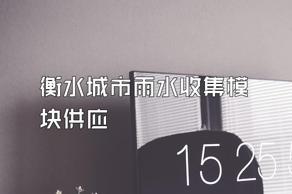 衡水城市雨水收集模块供应