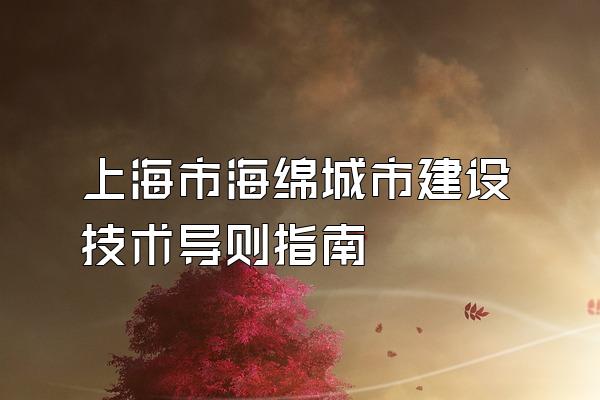 上海市海绵城市建设技术导则指南