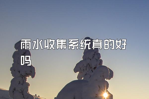 雨水收集系统真的好吗