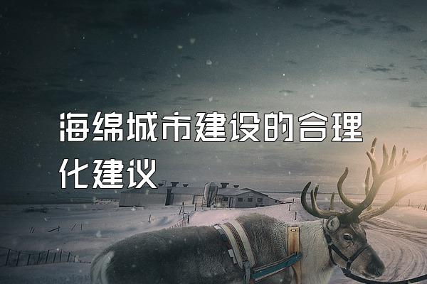 海绵城市建设的合理化建议