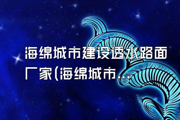 海绵城市建设透水路面厂家(海绵城市透水路面厂家的选择与合作)