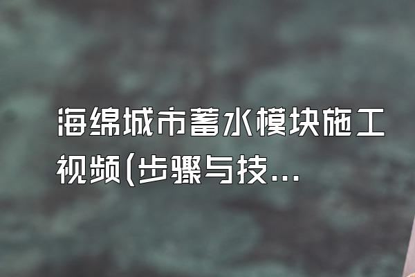海绵城市蓄水模块施工视频(步骤与技巧演示)
