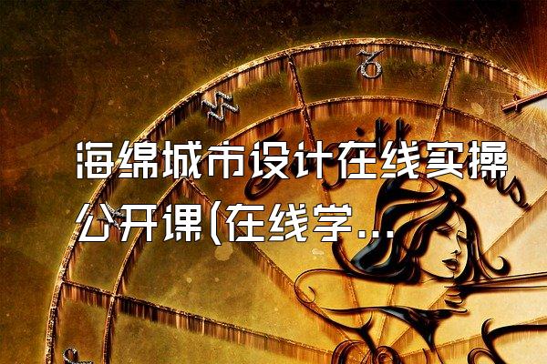 海绵城市设计在线实操公开课(在线学习海绵城市设计实践)