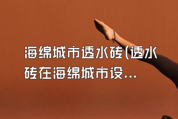 海绵城市透水砖(透水砖在海绵城市设计中的应用和特点)