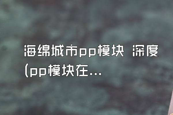 海绵城市pp模块 深度(pp模块在海绵城市设计中的深度应用和技术特点)