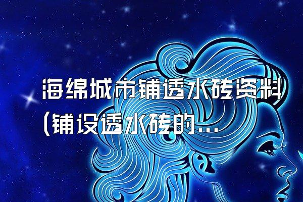 海绵城市铺透水砖资料(铺设透水砖的海绵城市施工资料和指南)