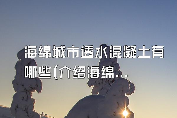 海绵城市透水混凝土有哪些(介绍海绵城市中常用的透水混凝土种类)