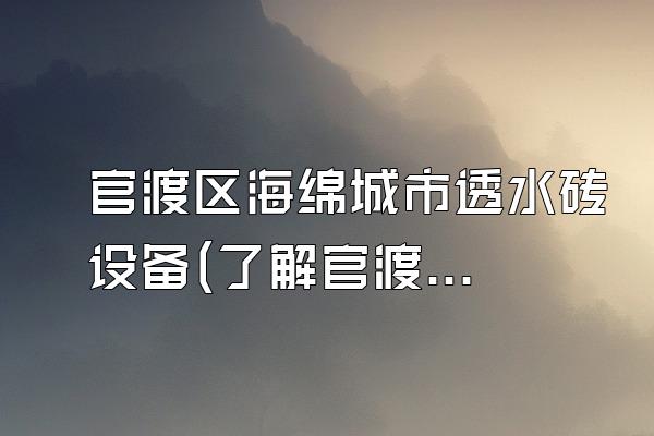 官渡区海绵城市透水砖设备(了解官渡区海绵城市透水砖设备的情况)