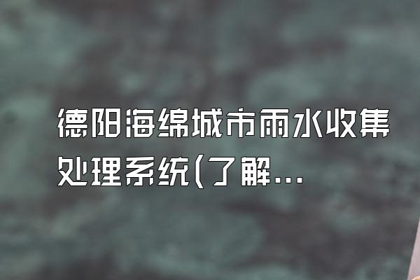 德阳海绵城市雨水收集处理系统(了解德阳地区海绵城市雨水收集处理系统的情况)