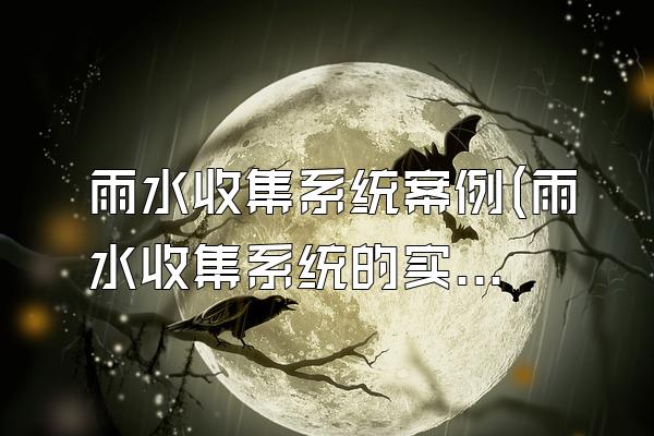 雨水收集系统案例(雨水收集系统的实际案例)