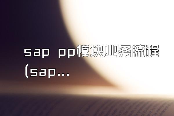 sap pp模块业务流程 (sap中pp模块的业务流程)