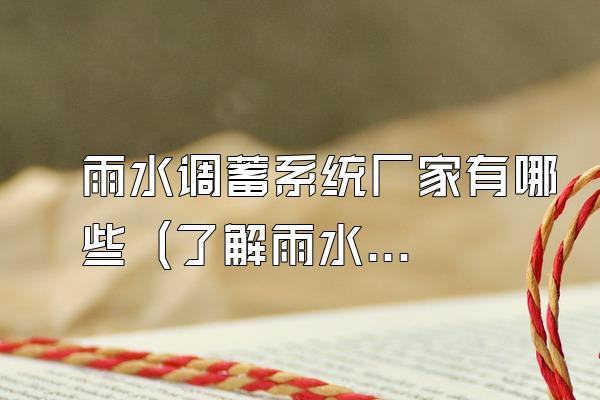 雨水调蓄系统厂家有哪些 (了解雨水调蓄系统的厂家信息)