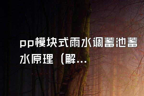 pp模块式雨水调蓄池蓄水原理 (解释pp模块式雨水调蓄池的蓄水原理)